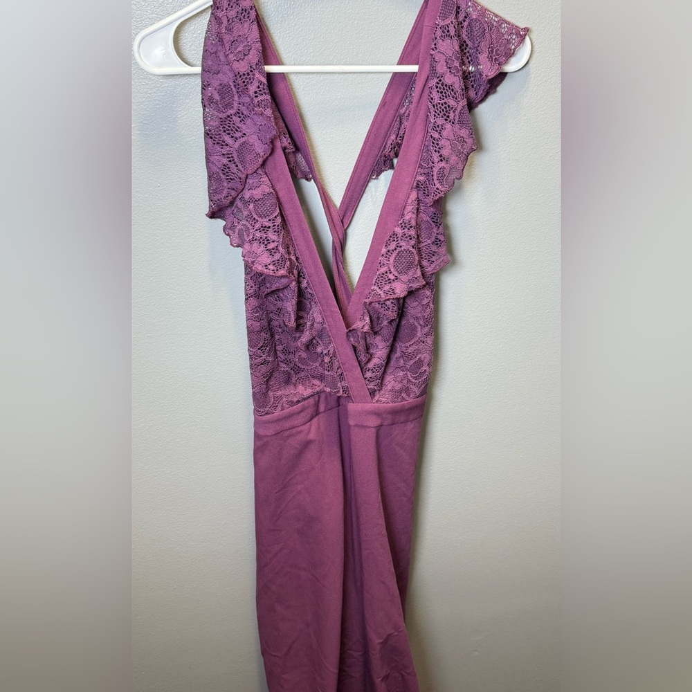 ASOS NEW Women's Purple Wrap Lace Jumpsuit‎ Wide Leg Size 14